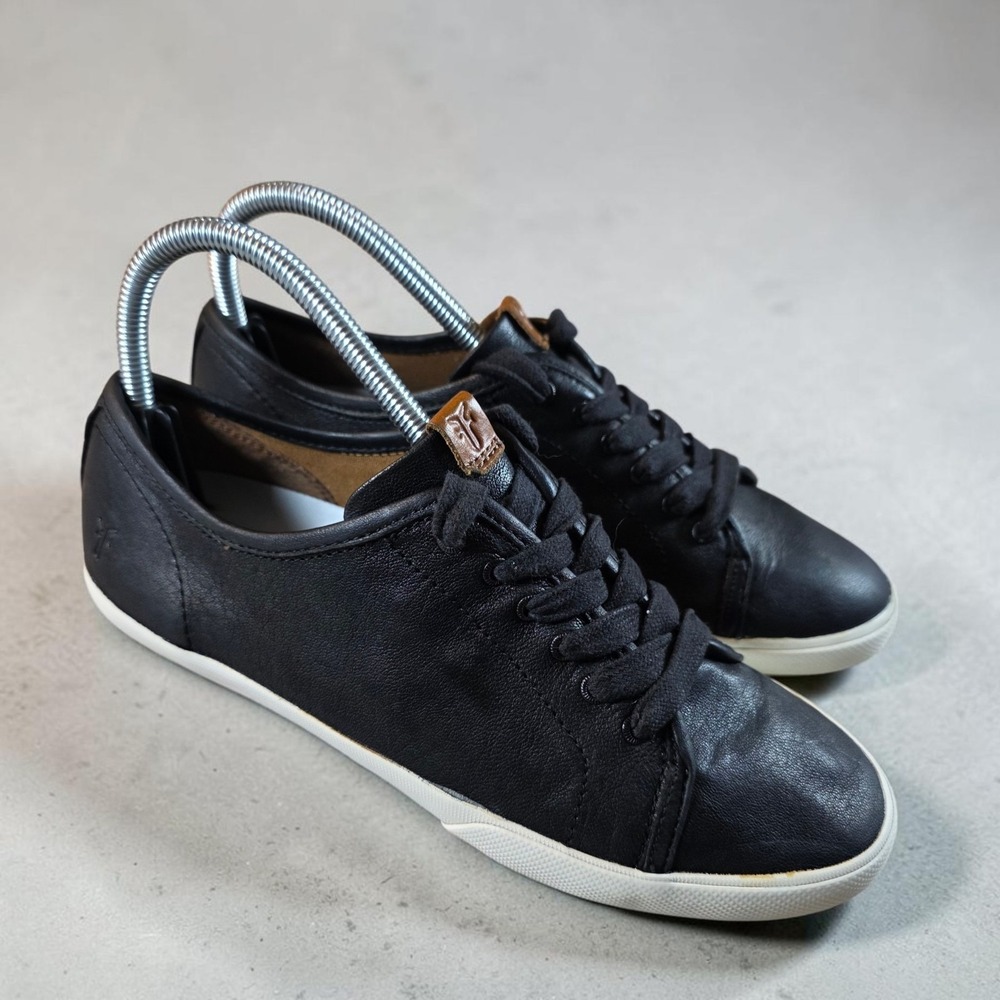 Frye Black Leather Sneakers Shoes Women's Size 8.5 Lace Up White